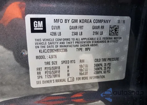 2017 Buick Encore Essence from USA, damaged, VIN KL4CJCSB2HB043386